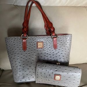 Dooney & Bourke Ostrich collection Tote with Wallet Grey